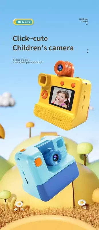 Детская камера мгновенной печати, камера для детей, цифровая камера 1080P HD,