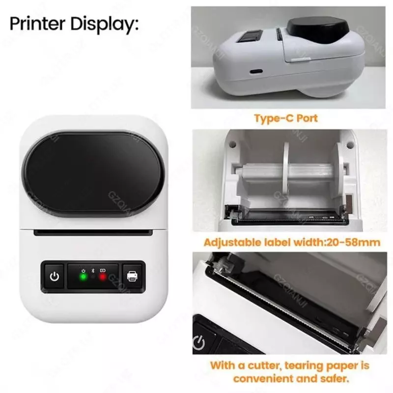  PT-260 Принтер этикеток 58 м Портативный карманный термопринтер Bluetooth Мобильный принтер 20-50 мм Наклейки со штрих-кодом Печать имени и цены - POS-принтеры