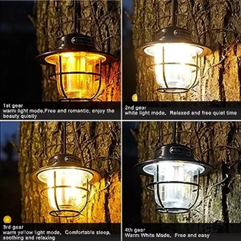  Фонарь Портативный для кемпинга  лм  с зарядкой от USB Светодиодный фонарь для кемпинга 200LM Винтажный портативный фонарь для кемпинга Бесступенчатое затемнение Type-C USB Перезаряжаемый для пеших пр - 