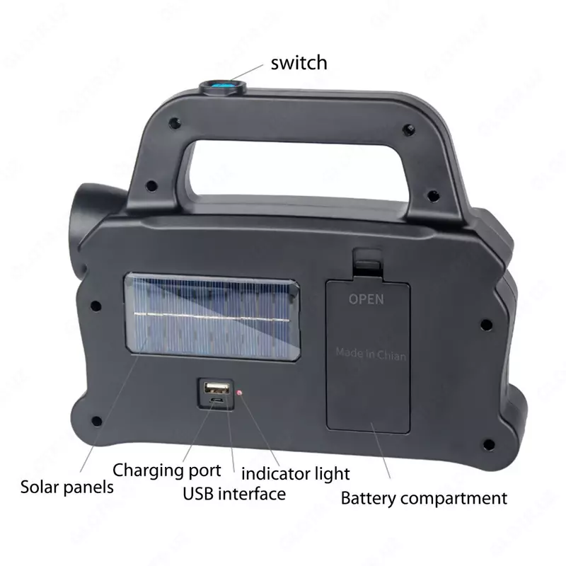 Портативный аккумуляторный фонарь-прожектор с солнечной батареей HB-6169 Powerbank