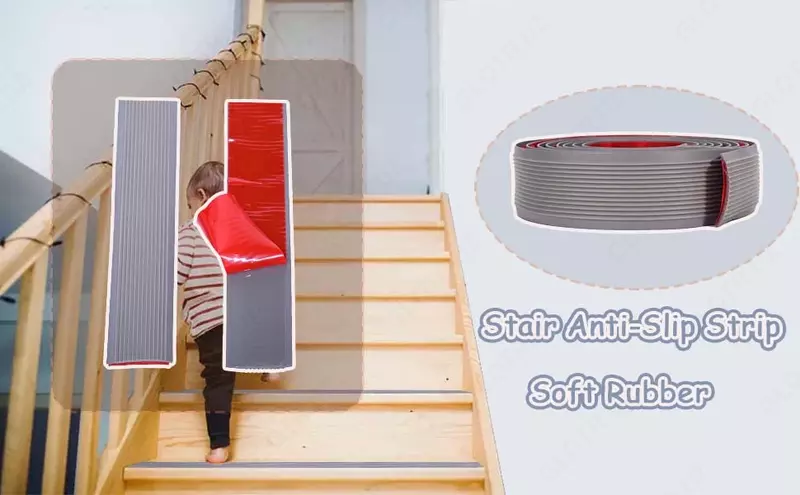  Противоскользящая лента Delzon для лестниц. Нескользящие защитные полоски. Прозрачные наклейки для защиты деревянных ступенек (5 см-1 метр) Цена 60 000 Только в розницу