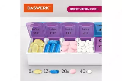 кто постоянно забывает принимать нужные таблетки и витамины. В ней так же можно всегда держать под рукой средства первой помощи. Контейнер для лекарств состоит