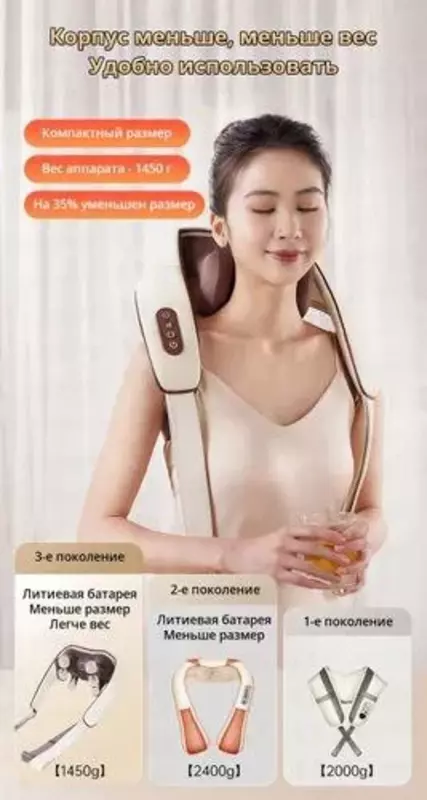 Многофункциональный массажер для плеч и шеи применяется для массажа не только шейно-плечевой области, и других области тела: спины, поясницы, бедер, икр. Уникальный массажер для шейно-плечевой зоны,