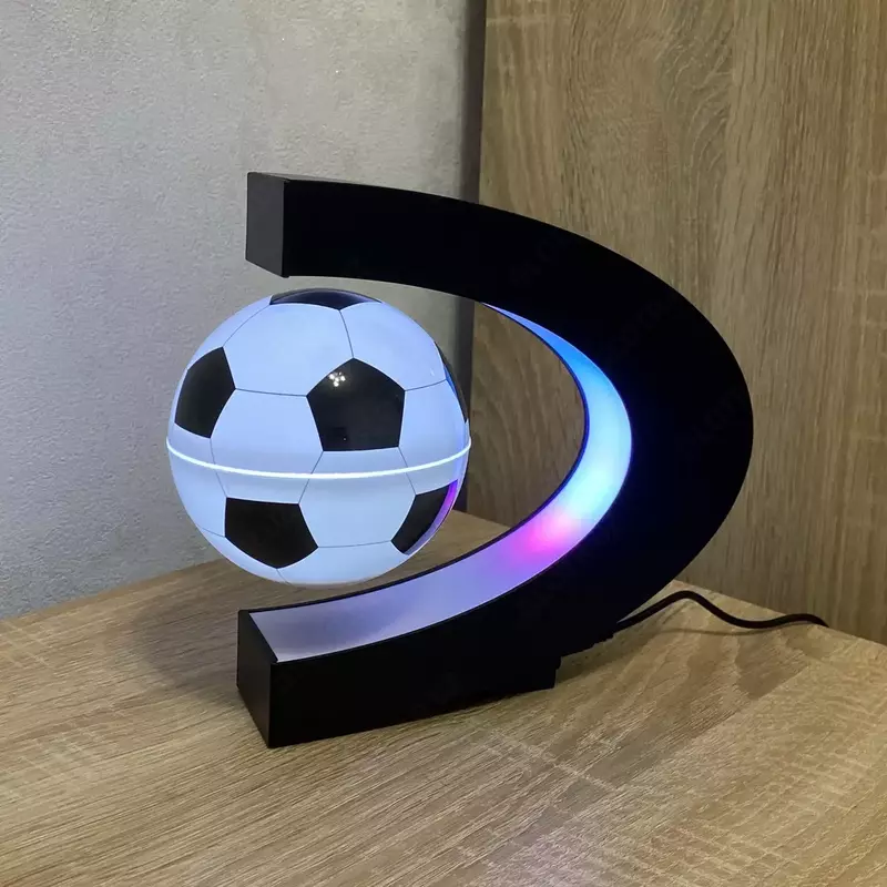 Левитирующий сувенир свет "Футбольный мяч" чёрный шар d=8,5 см 17,5х8,5х17,5 см