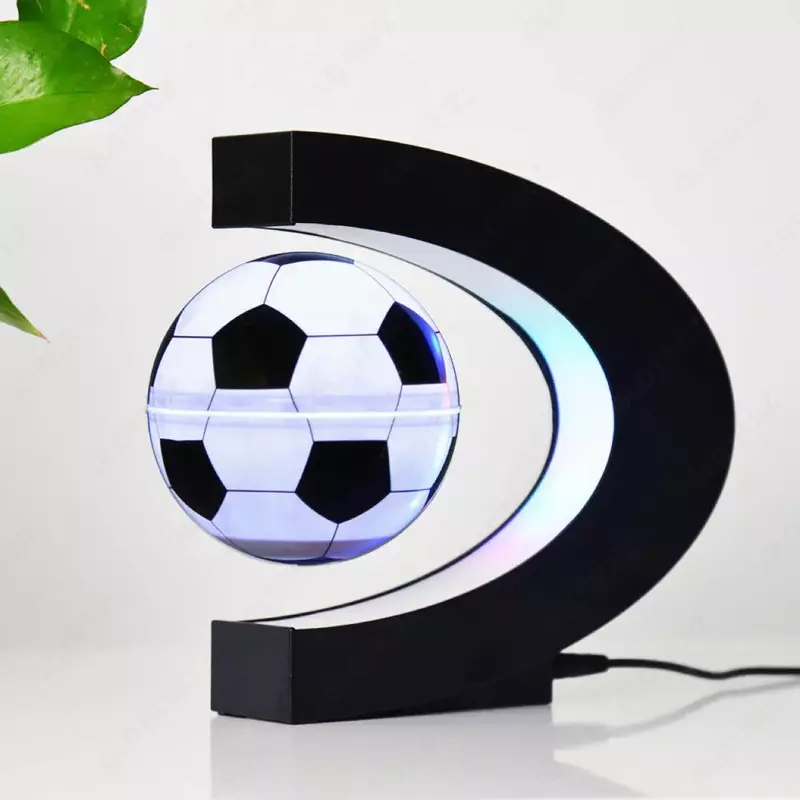Левитирующий сувенир свет "Футбольный мяч" чёрный шар d=8,5 см 17,5х8,5х17,5 см