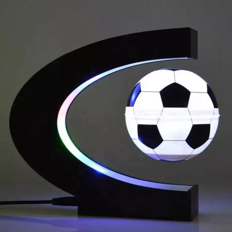 Левитирующий сувенир свет "Футбольный мяч" чёрный шар d=8,5 см 17,5х8,5х17,5 см