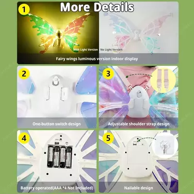 300 000 сум / шт. Электрические крылья бабочки для девочек с музыкальными огнями
