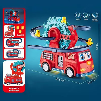 МУЗЫКАЛЬНАЯ ИГРУШКА «2в1» «Пожарная машина + Утята на горке