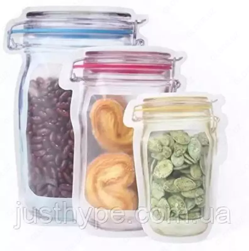 Герметичные пищевые многоразовые пакеты с зип застежкой Mason