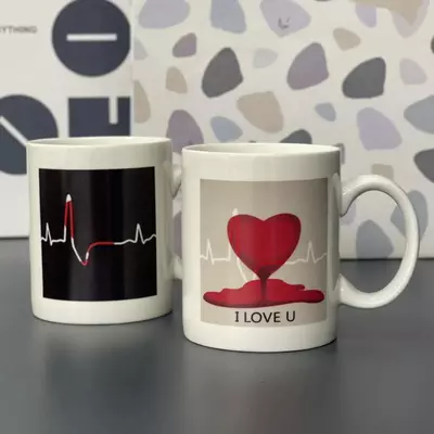 Кружка керамическая хамелеон "Кардиограмма любви"