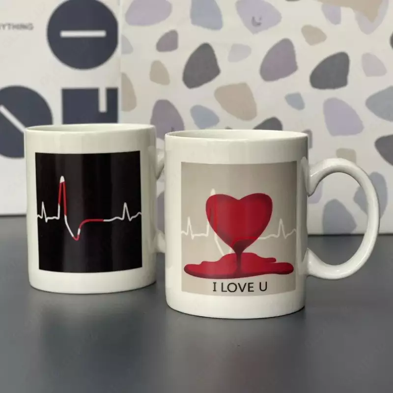 Кружка керамическая хамелеон "Кардиограмма любви"