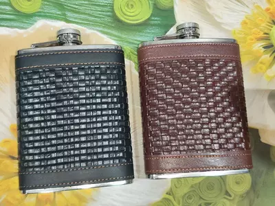 Фляга 270 мл Плетенка обтянута кожей