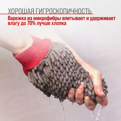 Варежка микрофибра LIAO  16*26см шиншилла с сеткой скрапер
