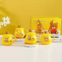 Керамическая дизайнерская кружка "Bear" с подставкой для подогрева Только в розницу