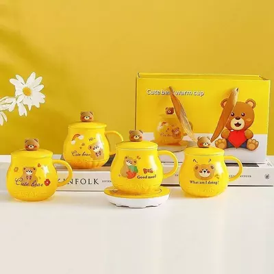 Керамическая дизайнерская кружка "Bear" с подставкой для подогрева ЯТТ "Домашний Уголок"