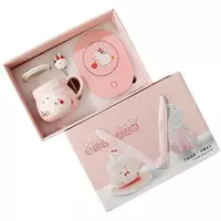 160 000 сум Креативная рельефная керамическая кружка "Милый кролик" с подставкой для подогрева.