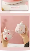 Креативная рельефная керамическая кружка "Милый кролик" с подставкой для подогрева. - ЯТТ "Домашний Уголок"