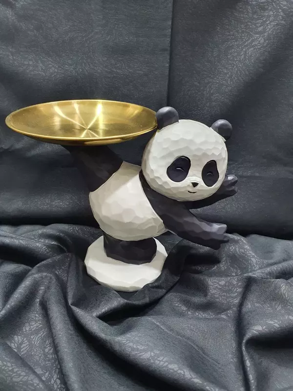 Статуя панды с подносом для декора