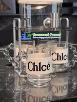 Стеклянный серебристый лимонадник– крышка с фигуркой медведя с полочкой