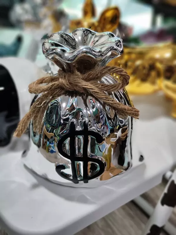 Керамическая копилка "Серебрянный мешочек"