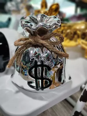 Керамическая копилка "Серебрянный мешочек"