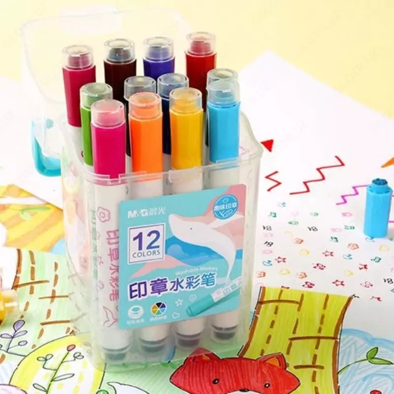 Фломастеры-штампы с печатями (12шт.)