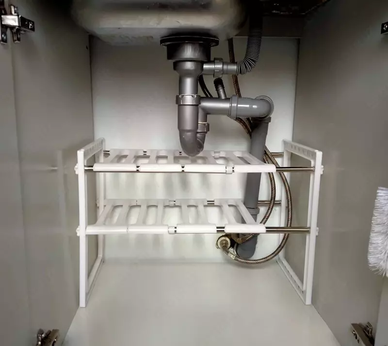 Раздвижной универсальный стеллаж - полка под раковину