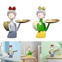  Статуэтка милой девочки с подносом и рюкзаком за спиной для хранения. Domashniy ugolok XK