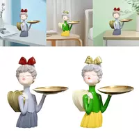  Статуэтка милой девочки с подносом и рюкзаком за спиной для хранения. - Domashniy ugolok XK