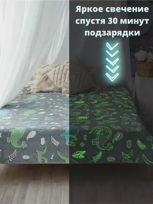 Светящийся в темноте плед  «Динозавры".