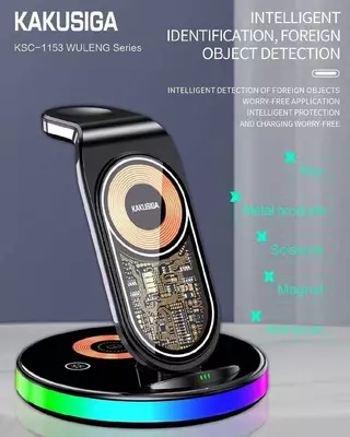 Настольная подставка для беспроводной зарядки серии Wuleng 3 в 1 (продукт KAKUSIGA) Настольная подставка для беспроводной зарядки серии Wuleng 3 в 1 (продукт KAKUSIGA)
