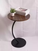 Столик журнальный круглый лофт коричневый +черный ( walnut+black frame)