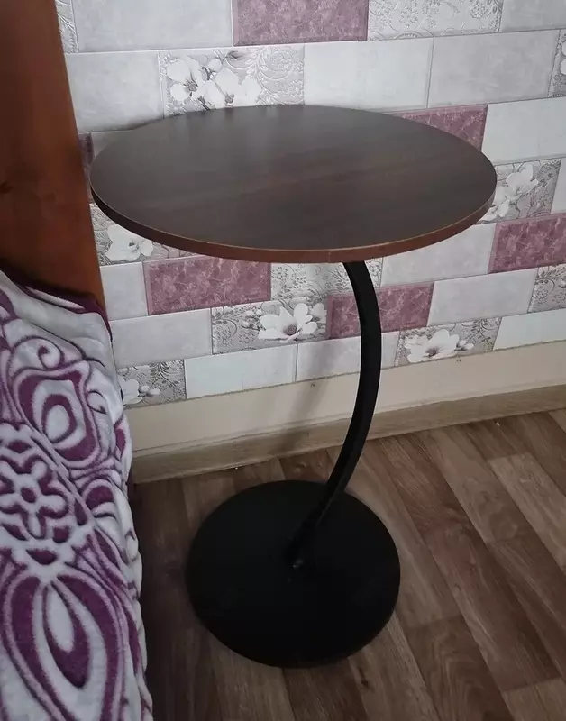   Столик журнальный круглый лофт коричневый +черный ( walnut+black frame)