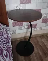   Столик журнальный круглый лофт коричневый +черный ( walnut+black frame)