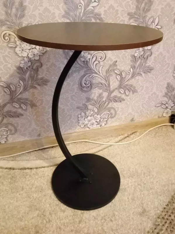  Столик журнальный круглый лофт коричневый +черный ( walnut+black frame) Только в розницу