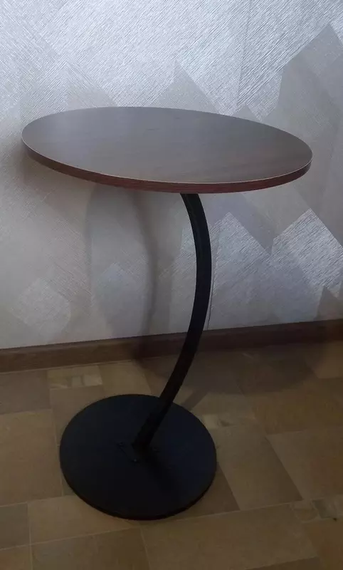  Столик журнальный круглый лофт коричневый +черный ( walnut+black frame) ЯТТ Домашний Уголок