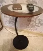  Столик журнальный круглый лофт коричневый +черный ( walnut+black frame) - Журнальные столы