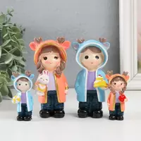 Сувенир полистоун "Малыши в дождевиках с рожками" набор 4 шт 2х2х7 4х3