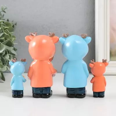 Сувенир полистоун "Малыши в дождевиках с рожками" набор 4 шт 2х2х7 4х3