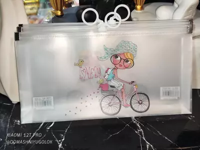 Прямоугольная прозрачная папка "Байкерша" - 15 000 сум / шт.