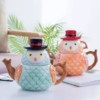 Набор "Керамический фарфоровый чайник и чашка в форме совы" Только в розницу