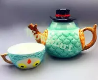 Набор "Керамический фарфоровый чайник и чашка в форме совы" "Domashniy ugolok" XK