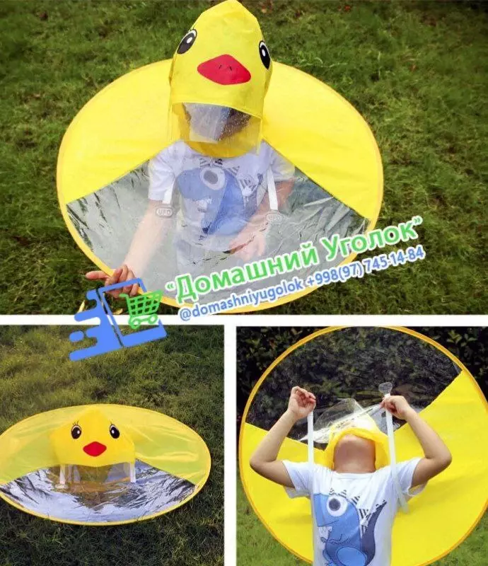 Креативная непромокаемая шляпа-дождевик в виде уточки или с рисунком