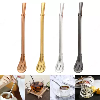 Бомбилья - многоразовая трубочка с ложкой для напитков