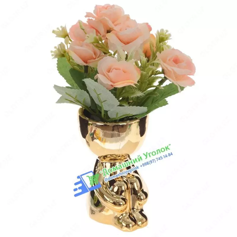  Цветочная композиция Розы (L11 W11 H19 см  4в). Domashniy ugolok XK