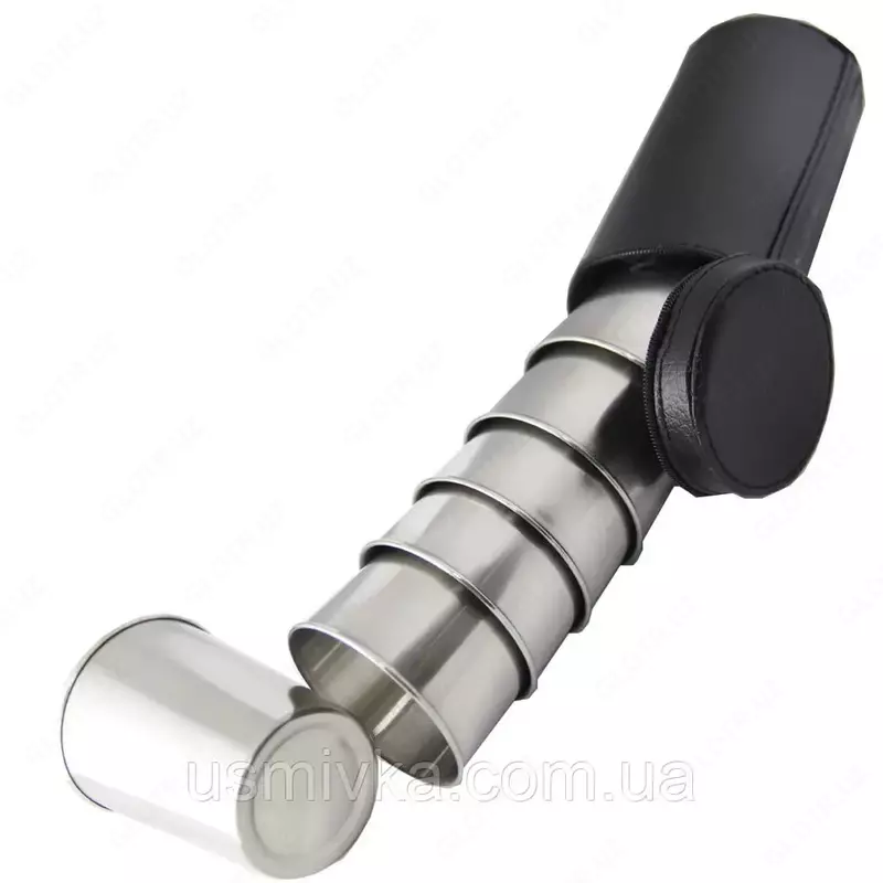 Набор больших стаканчиков в кожаном чехле (150 ml)