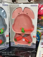 Детская посуда в форме розового зайчика c двойной присоской для кормления - 150 000 сум