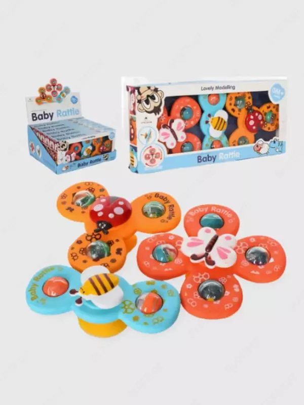  Набор детских погремушек-спинеров на присосках - Домашний Уголок