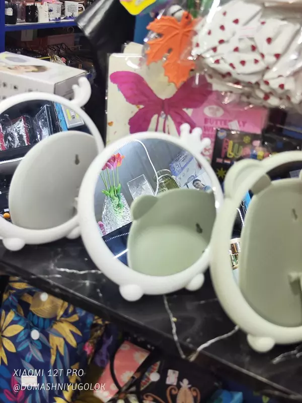 Зеркало круглое с "короной" для макияжа