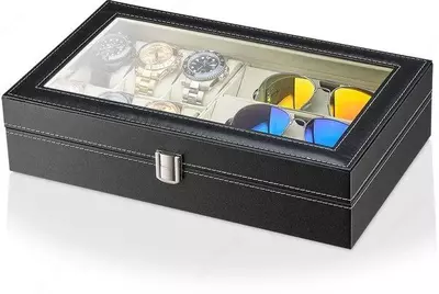 Стильная шкатулка для хранения часов или браслетов (6 шт.) и очков (3 шт.)